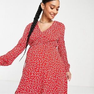 Glamorous Bloom tie waist swing dress in red ditsy floral